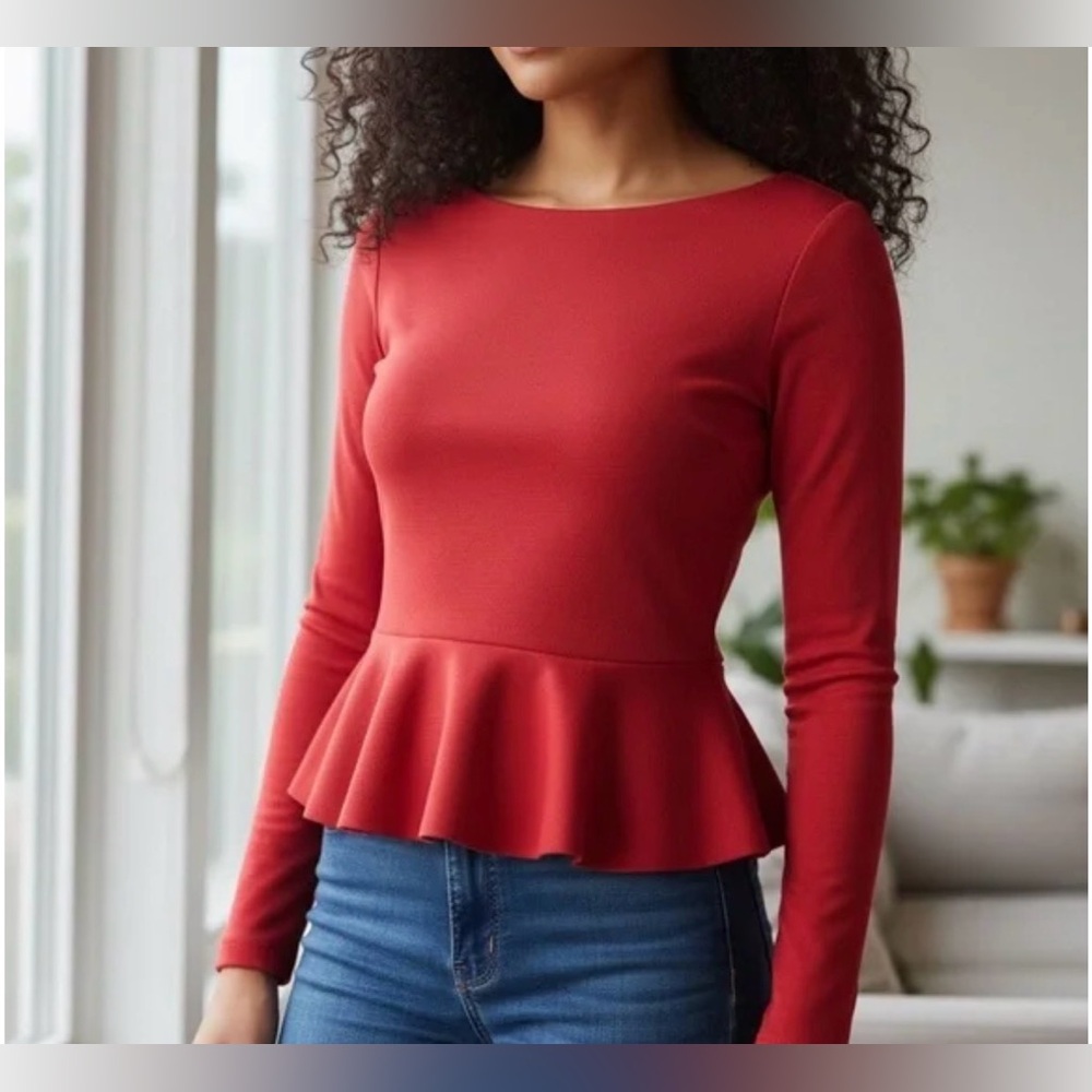 NWT Rich Red Jason Wu long sleeve peplum Extra Small XS Valentine’s Day Women’s